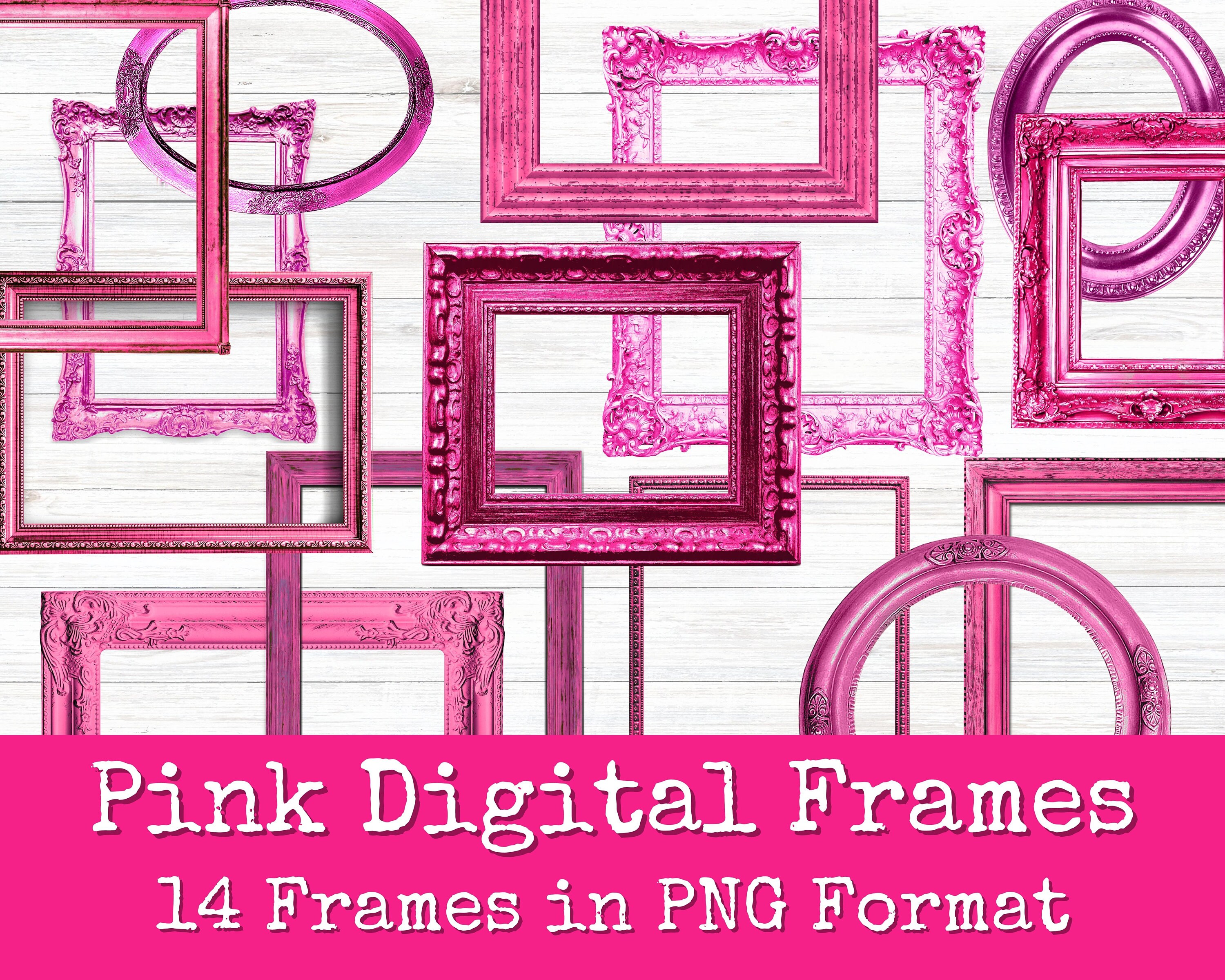 Hot Pink Picture Frame PNG Junk Journal Supplies Photo Etsy UK