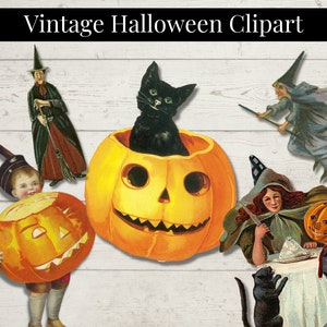 Vintage Halloween Clip Art Bundle PNG Digital Ephemera Junk - Etsy