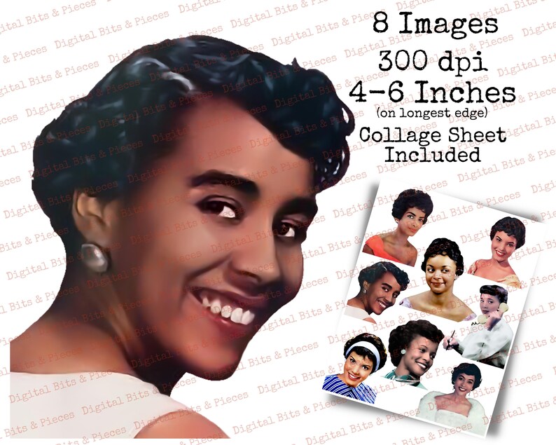 Retro Black Women Clipart Bundle, Collage Sheet, African American Ladies, Mid Century Digital Download, Vintage Housewife, Fussy Cut People image 3