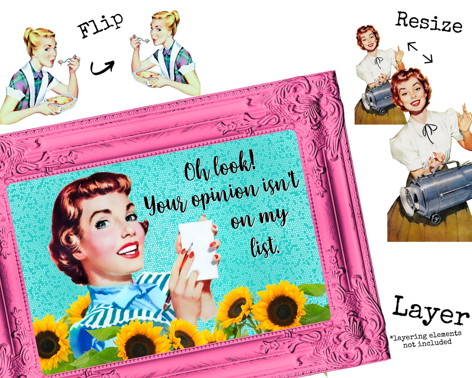 Retro Housewives Clipart Bundle and Collage Sheet Fussy Cut Etsy