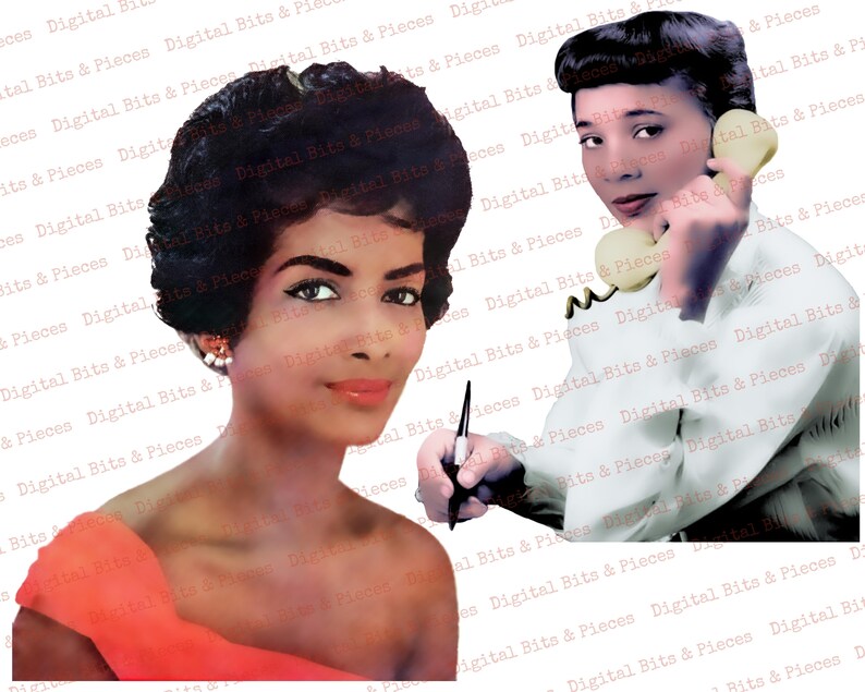 Retro Black Women Clipart Bundle, Collage Sheet, African American Ladies, Mid Century Digital Download, Vintage Housewife, Fussy Cut People image 9