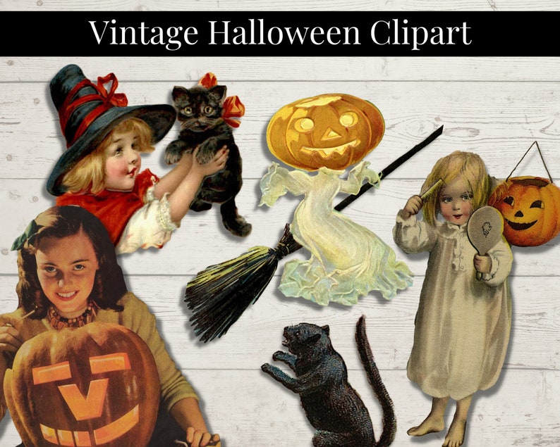 Vintage Halloween Clip Art Bundle PNG Digital Ephemera Junk | Etsy