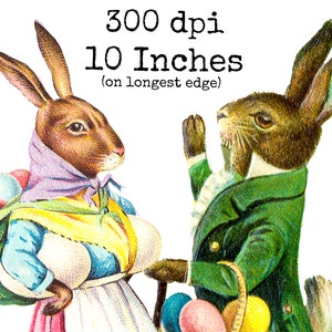 Vintage påskharar Clipart | Påskhare PNG | Digitala efemera | Sublimeringsfiler | Skräpjournal | 300 dpi | Kommersiellt bruk bild 3