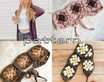 Crochet Headband Pattern | Granny Square Patchwork Headband PDF Download