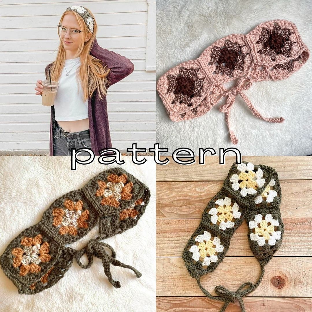 Crochet Headband Pattern Granny Square Patchwork Headband Etsy