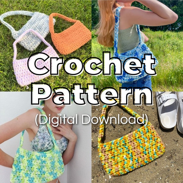 Modèle de crochet pour sac à bandoulière épais Cloud Nine | Tutoriel de sac au crochet Y2K | Petit sac à main