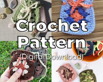 Patrón de ganchillo de bolso de cristal cuadrado de la abuela / Mini bolso con cordón Tutorial de patrón en PDF