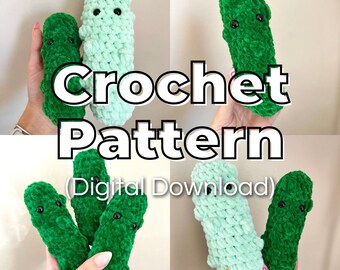 Patrón de ganchillo Pickle Plushie / Pickle Stuffie escrito para principiantes/Foto/Video tutorial / Crochet Pickle Buddy