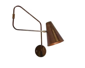 Mid Century Italian Brass Swing Arm Wall Sconce