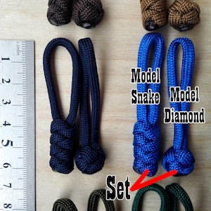 Set de 5 en 31 couleurs, Custom Zipper Pull, Paracord Dimond Zipper Pull, Paracord Snake Zipper Pull, Zipper Puller, Zipper Pull Paracord image 3