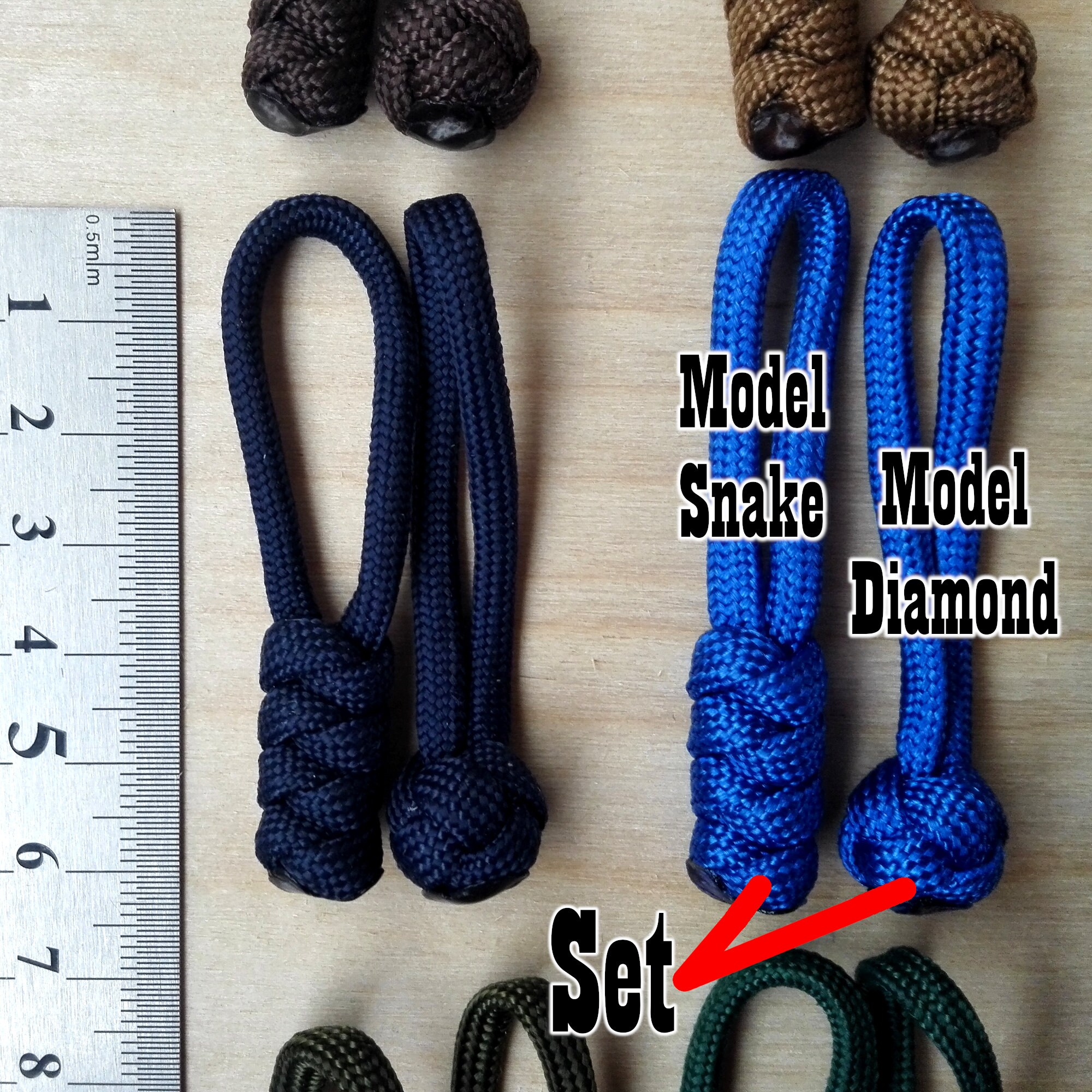 Bartact Paracord Zipper Pull Cosmos Blue Set of 5