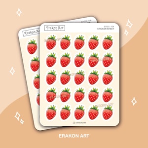 Strawberry Vinyl Sticker Sheet | Planner Stickers | Nature Stickers | Scrapbook Stickers | Bullet Journal Decoration Stickers