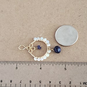 Blue Sapphire Briolette Ethiopian Opal Beaded Loop Pendant Yellow Gold Filled Rose Gold Filled Sterling Silver Natural Gemstone Pendant image 4