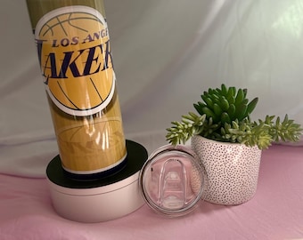 Lakers Basketball Tumbler Wrap | 20oz Straight | Purple Gold Fan Art Design