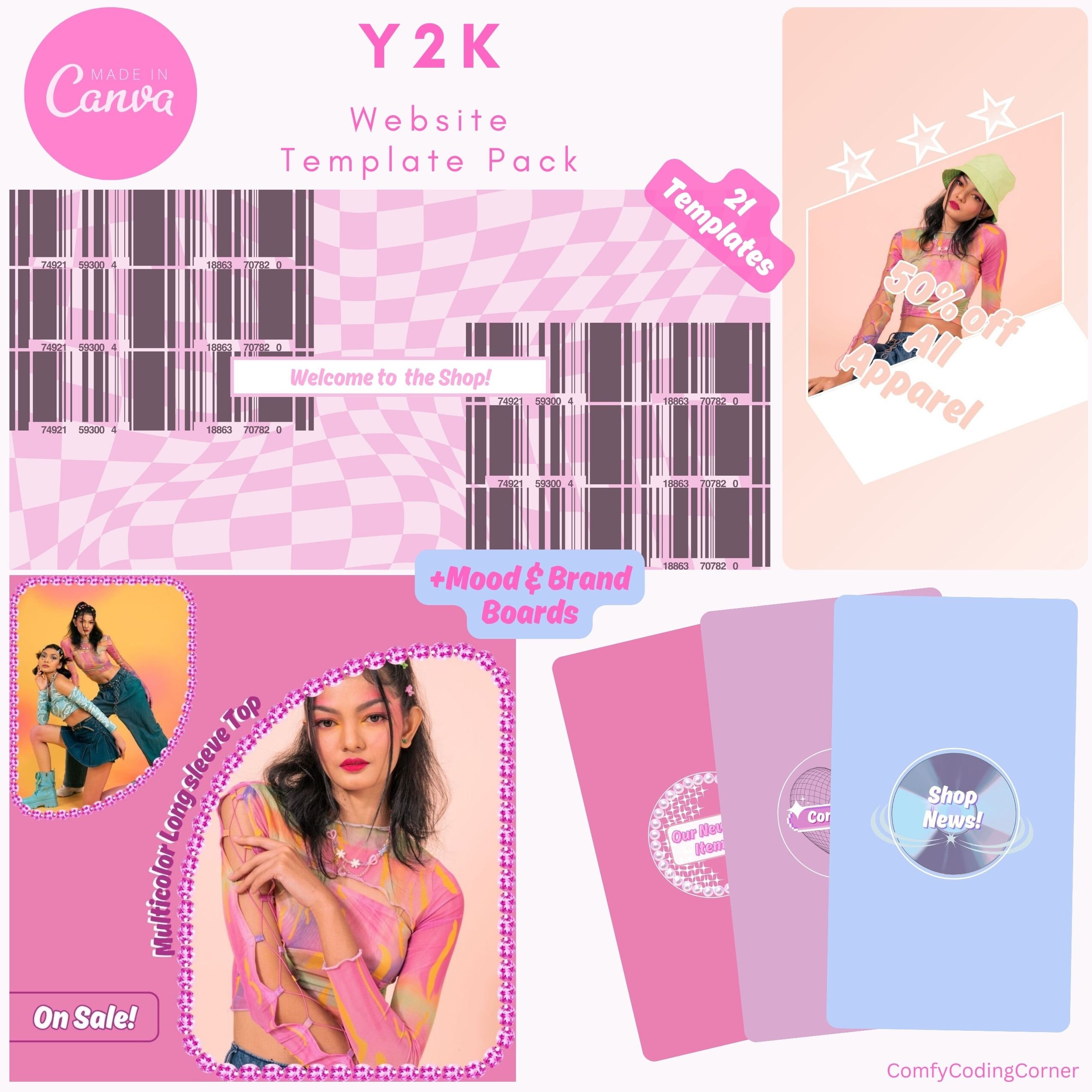 Canva Aesthetic Y2K Website and Instagram Templates Etsy
