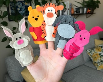 Patrón de títeres de dedo inspirados en Winnie the Pooh / ¡Incluye cinco personajes de cuentos! / Descarga digital en PDF