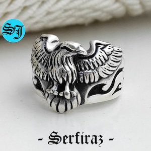 Handmade Sterling Silver Eagle Ring - American Mens Jewelry