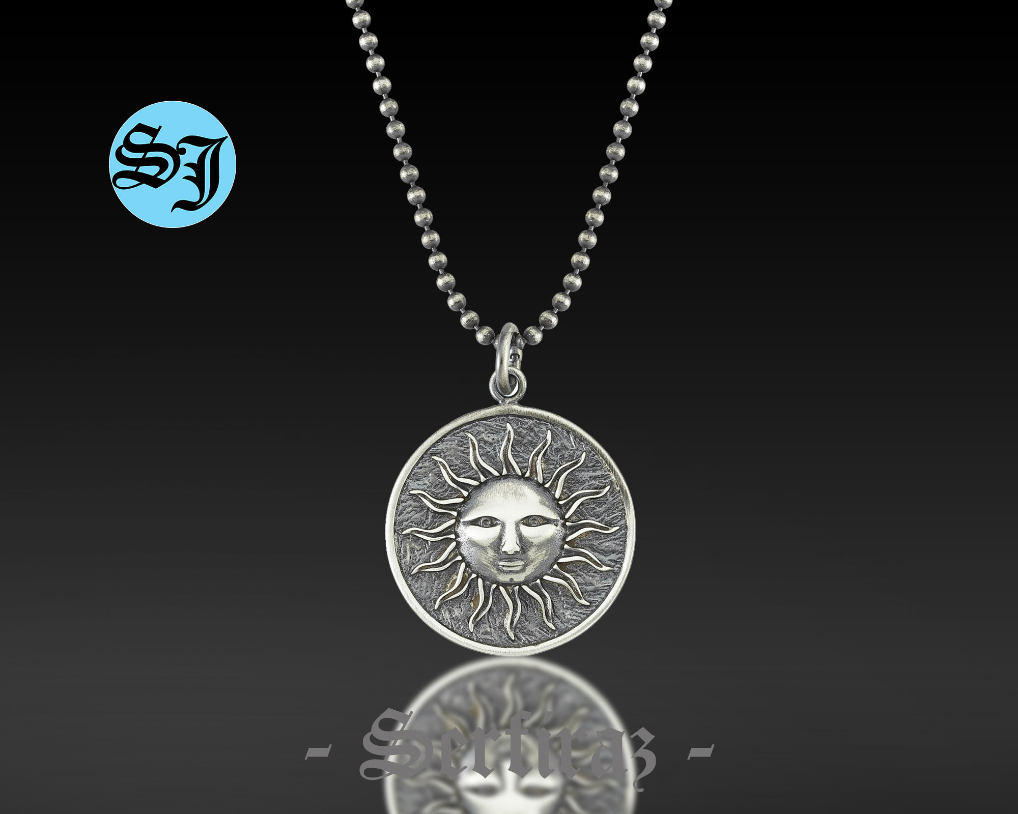Handmade Sterling Silver Sun Pendant Necklace: Celestial Medallion ...