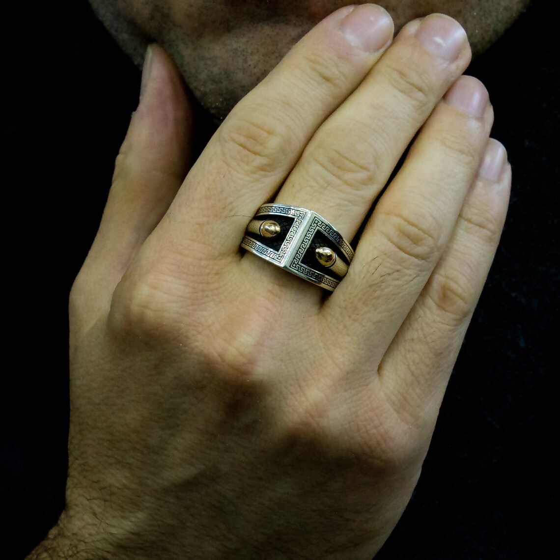KAR Men's Heavy Sterling Silver 925K Ring - 17gr Solid Silver, Handmade With 1-Year Warranty