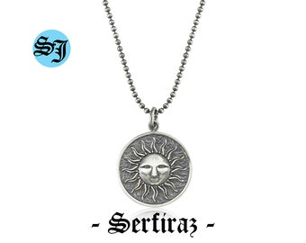 Handmade Sterling Silver Sun Pendant Necklace: Celestial Medallion Charm