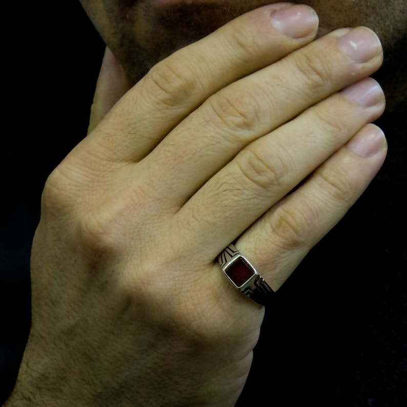 925K Silver Agate Stone Ring, Handmade Men Ring, Gemstone Rings