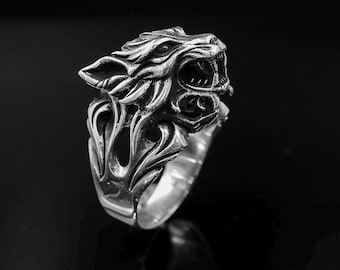 Celtic Wolf Ring: 925 Sterling Silver, Men's Spirit Animal Jewelry