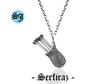 Handmade Sterling Silver Arrow Quiver Necklace: Warrior Jewelry Gift
