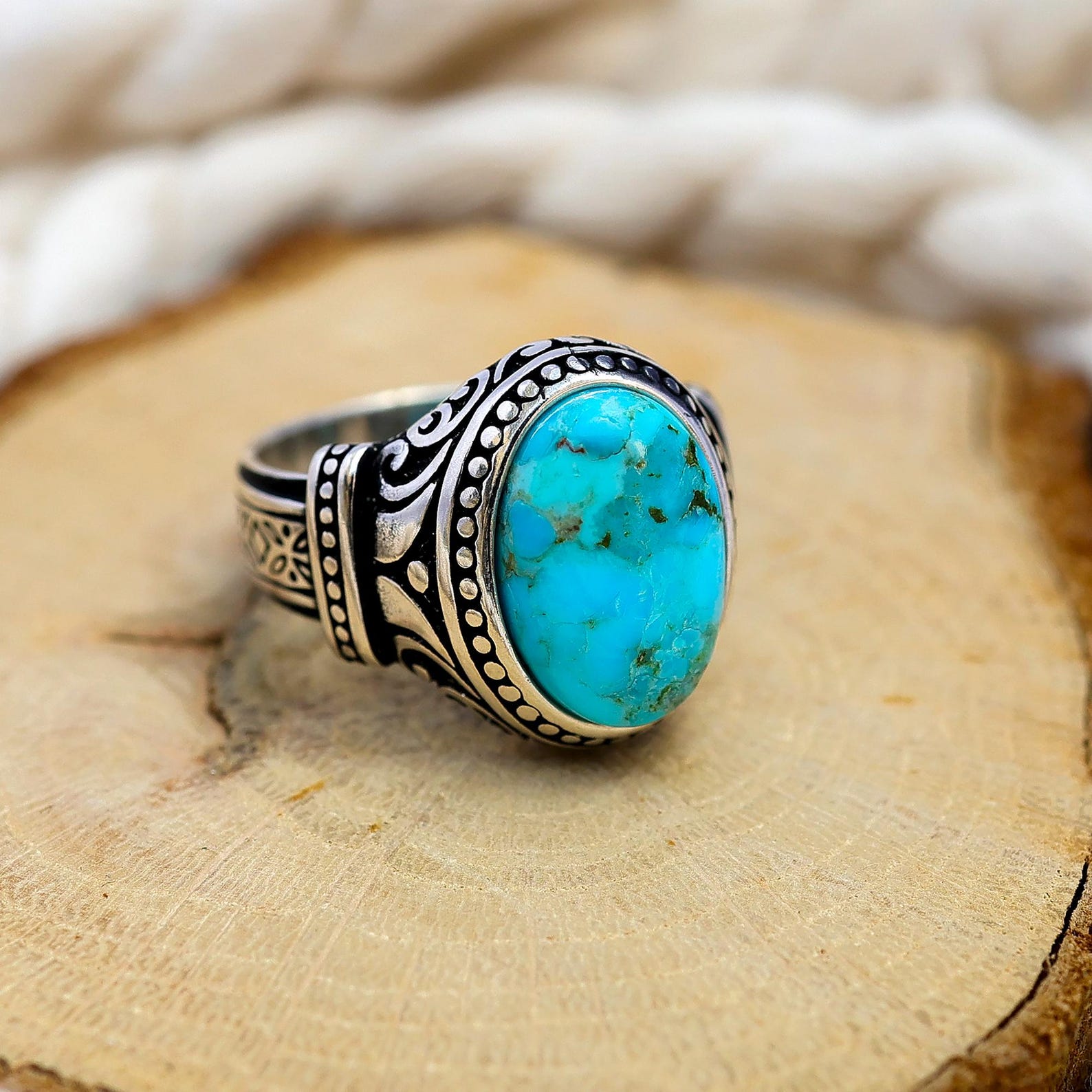 Handmade Sterling Silver Turquoise Ring: Boho Statement Jewelry - Etsy