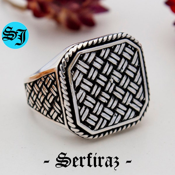 Handmade Ottoman Mens Ring: 925k Sterling Silver