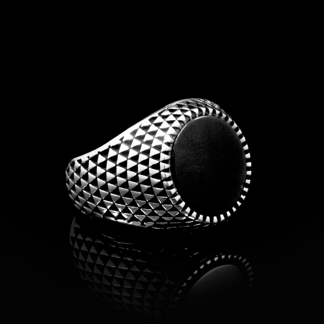 Sterling Silver Onyx Men's Ring: Criss Cross Vintage Style - Etsy