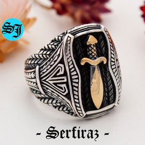 Handcrafted Turkish 925k Silver Men's Ring | Ottoman Style Handmade Silver Ring | Knife Designed Jewelry | Unique & Thoughtful Gift for Him