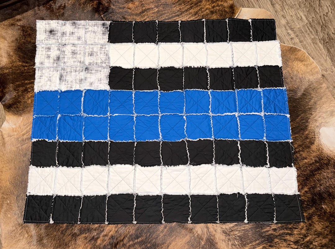 Black Line Rag Thin Blue Line Rag Quilt - Etsy
