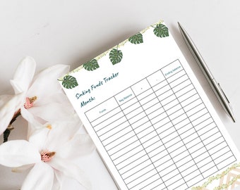 Monstera Plant Sinking Fund Tracker: Printable Budget Savings List (Digital Download)