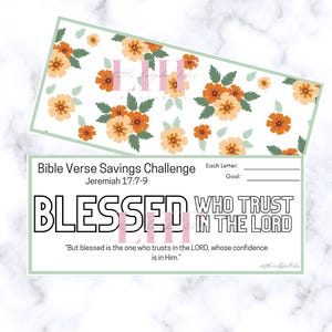 A6 Blessed Jeremiah 17 Bible Verse Savings Challenge | Blessed Faith Tracker | A6 Bible Verse Saving Tracker | A6 Christian Saving Challenge
