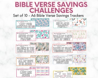 A6 Bible Verse Savings Challenge Bundle Prayer Saving Cash Envelope Insert A6 Saving Tracker A6 Binder Insert Printable A6 Savings Challenge