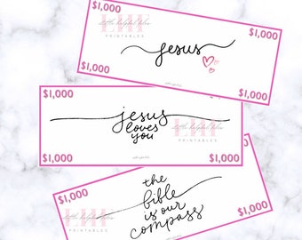 Faith Cash Place Holder: Jesus, Bible, Savings Tracker Placeholder (Digital Download)