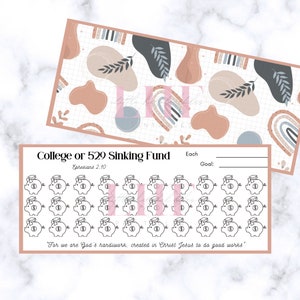 A6 College or 529 Savings Tracker | College Savings Fund | 529 Sinking Fund | College Sinking Fund | Cute & Fun College Savings Trackers
