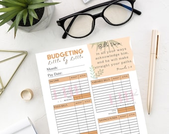 Budgeting Little By Little Paycheck Sheet | Budget Sheet Digital Download | Budget Tracking Sheet | Budget by Month or Budget by Paycheck