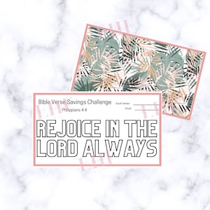 A7 Bible Verse Savings Challenge: Rejoice Cash Envelope Insert (Digital Download)