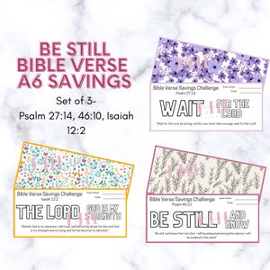 A6 Be Still Bible Verse Savings Challenge Bundle | Scripture Saving Cash Envelope | Faith Based Saving Tracker | Christian Focused Budget