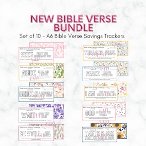 NEW* A6 Bible Verse Savings Tracker Bundle of 10 | Wait on the Lord Saving Cash Envelope | A6 Saving Tracker Faith A6 Savings Challenge