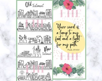 Bible Reading Tracker Bookmark | Bookshelf Bible Tracker Bookmark | Books of the Bible Bookmark | Bible Reading Coloring Log Printable