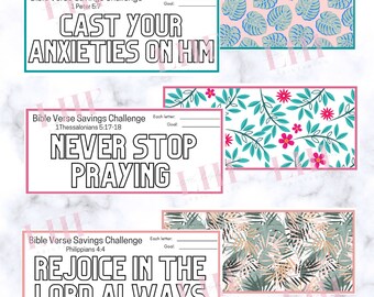 A6 Bible Verse Savings Challenge Bundle: Prayer & Budgeting (Digital Download)