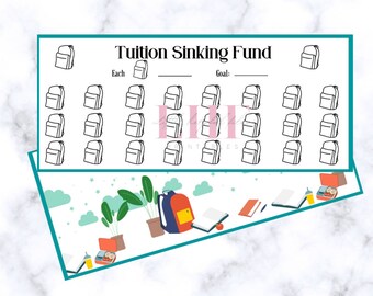 A6 Tuition Sinking Fund | A6 Cash Binder | Budget Trackers | A6 Cash Envelope with Design Cards & Bonus Teller Slip