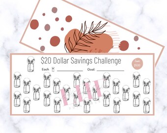 A6 Boho Savings Challenge Tracker: Dollar Increments (Digital Download)