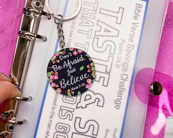 Floral Bible Verse Keychain: Acrylic Scripture Gift