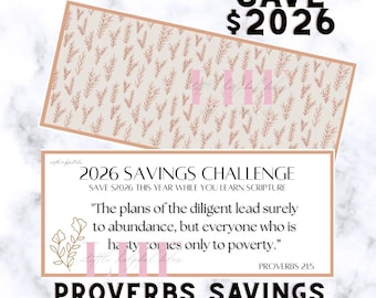 2026 Savings Challenge: Proverbs Bible Verse Tracker A6 (Digital Download)