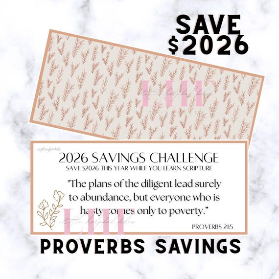 2026 Savings Challenge: Proverbs Bible Verse Tracker A6 (Digital Download)