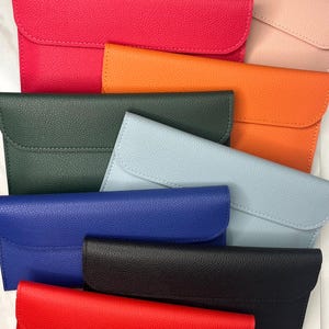 Slim Cash Envelope Wallet Faux Pebbled Leather Money Holder Credit Card Slot Pouch Snap Closure Clutch Budget Organizer Finances Stuffing