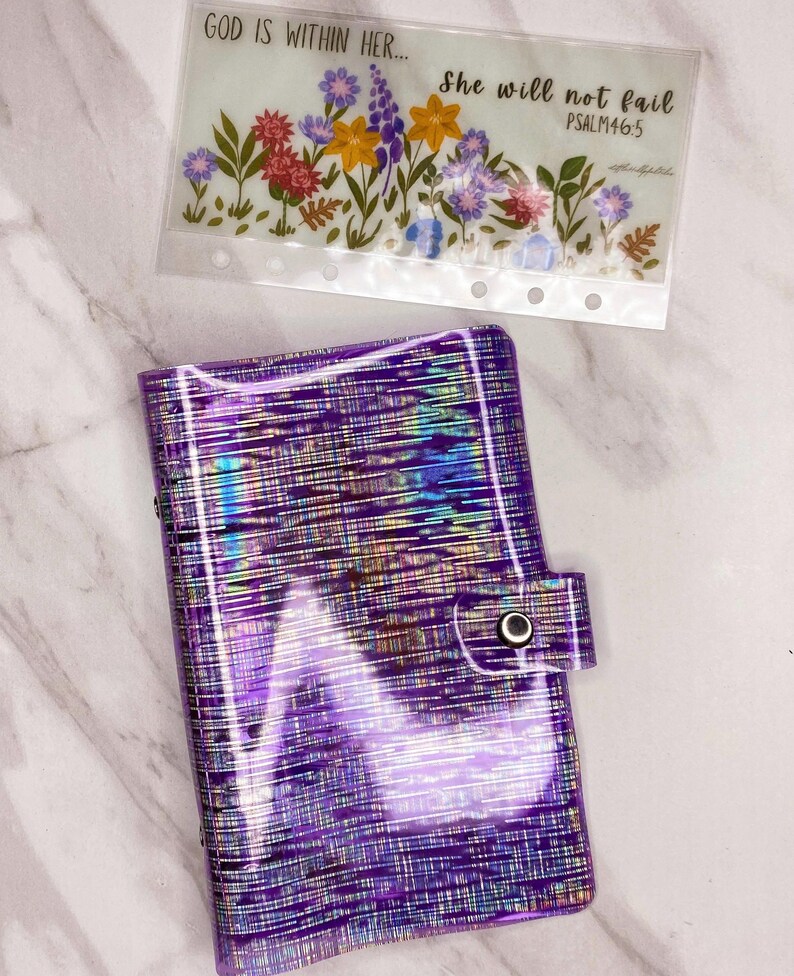 meteor shower binder in purple